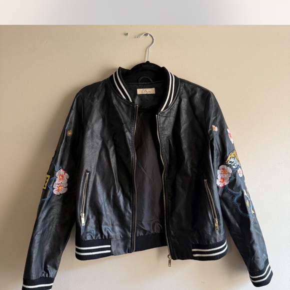 Embroidered Black Bomber Jacket - Picture 2 of 5